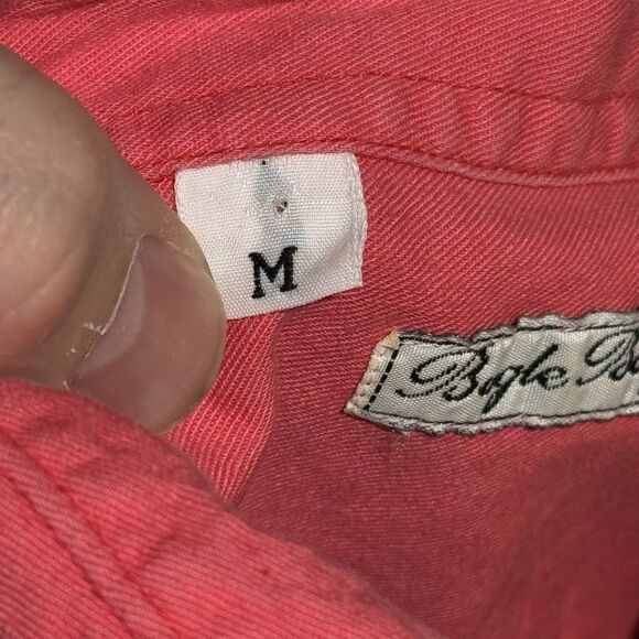Vintage Bugle Boy Shirt Men's Medium Pink Button Up Short Sleeve 90s Casual EUC - Picture 10 of 11